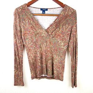 Y2K 90s Womens Top Sz S Babydoll Whimsigoth Fairy Grunge V Neck Boho Hippie